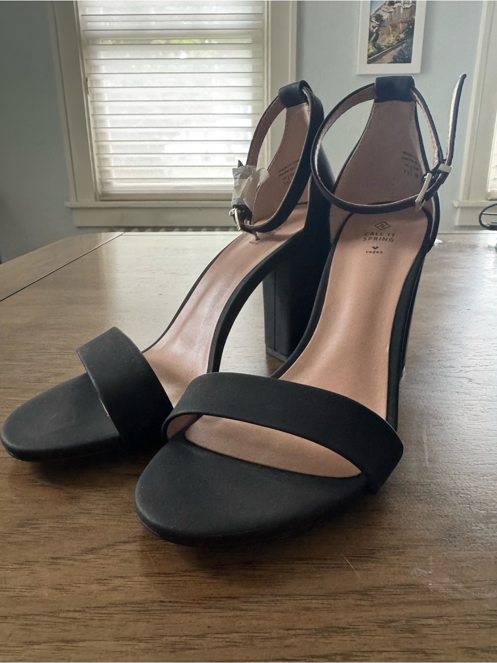 Call It Spring Black Ankle Strap Block Heels